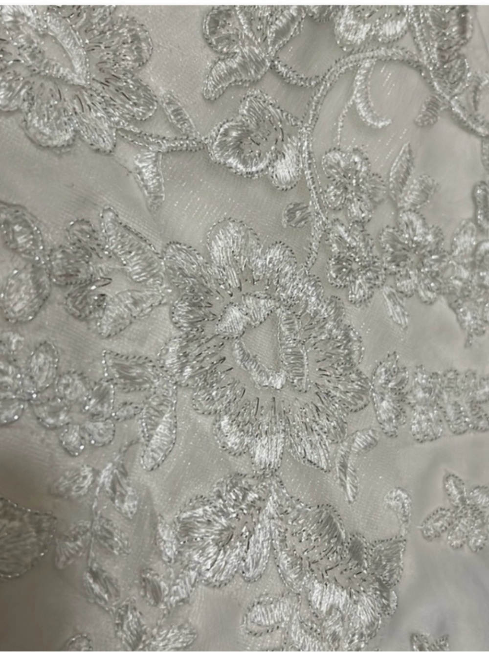Elegant Ivory/Oyster Lace Wedding Dress with Belt - Picture 6 of 9